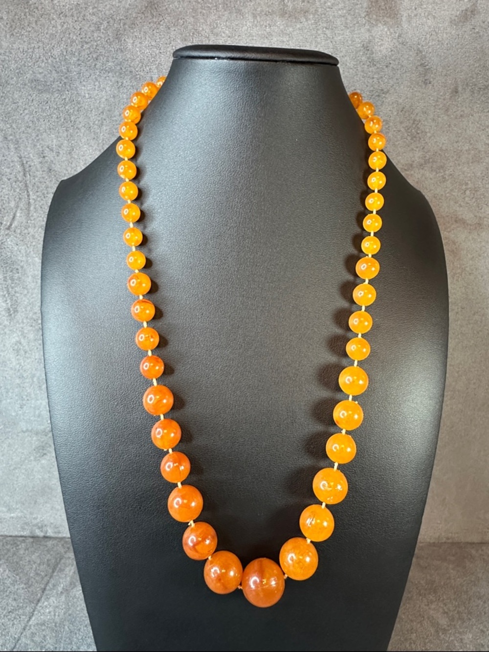 Amber-Style Orange Beaded Necklace